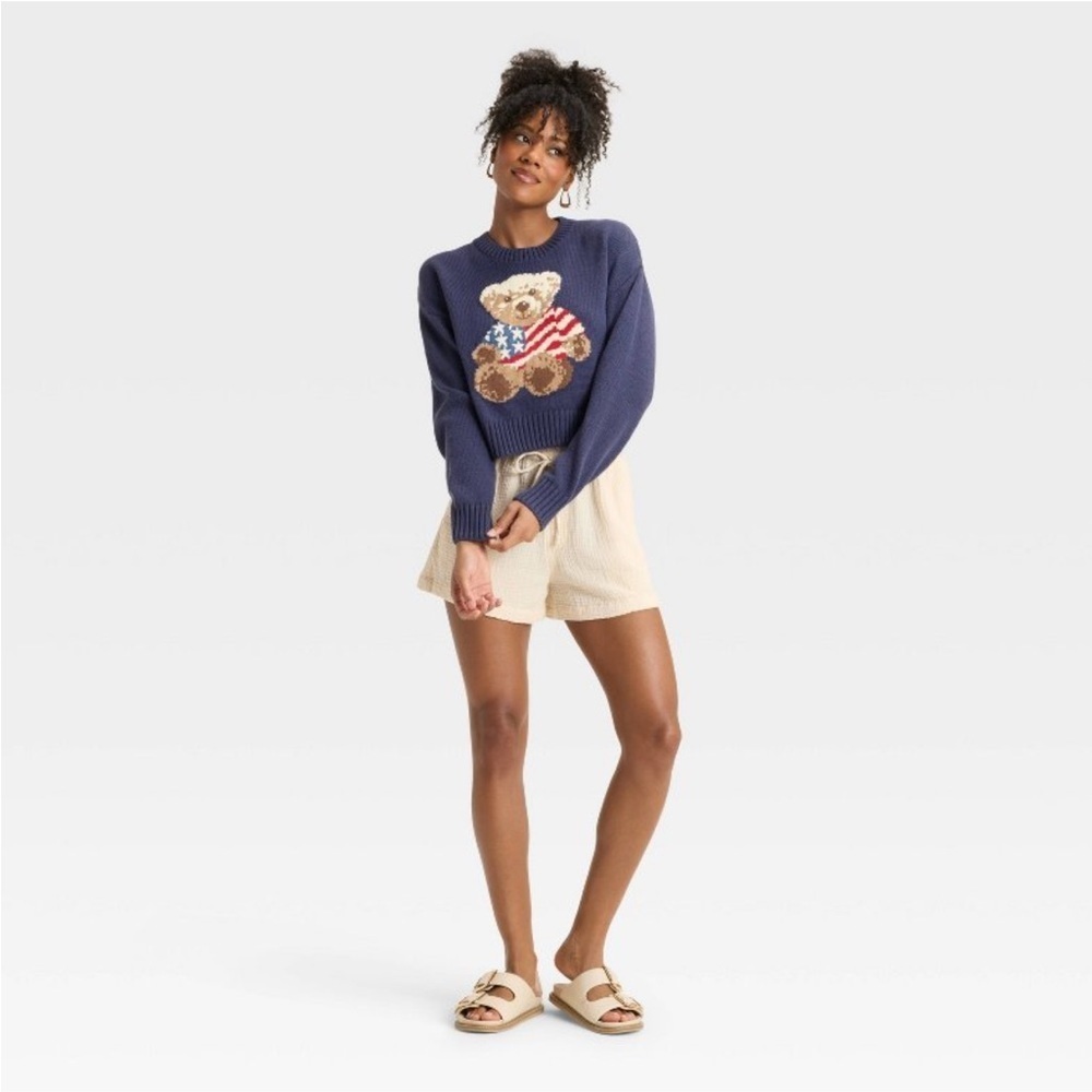 Women's Teddy Bear Flag Graphic
Sweater - Navy XS new 🆕